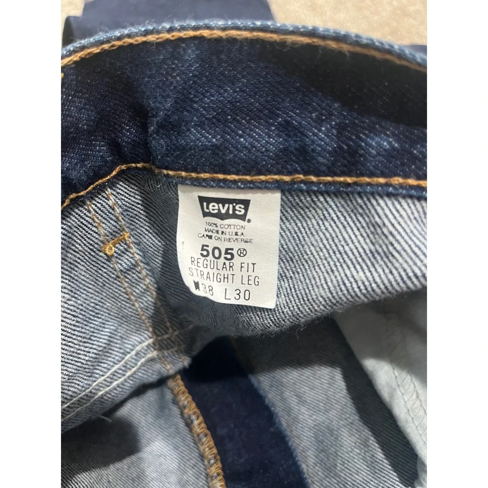 Vintage Y2K Levis 505 Regular Fit Straight Leg Jeans Mens 38x30 Indigo Blue USA